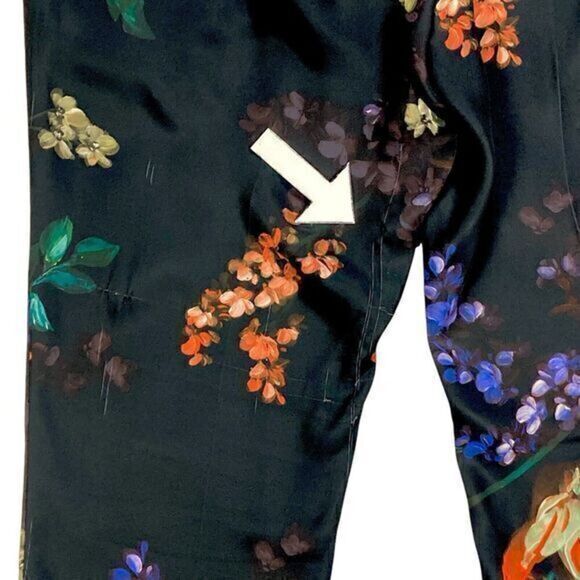 Express Paper Bag Pants Womens 6 Floral High Waisted Satin Shabby Chic Trousers - Picture 16 of 16